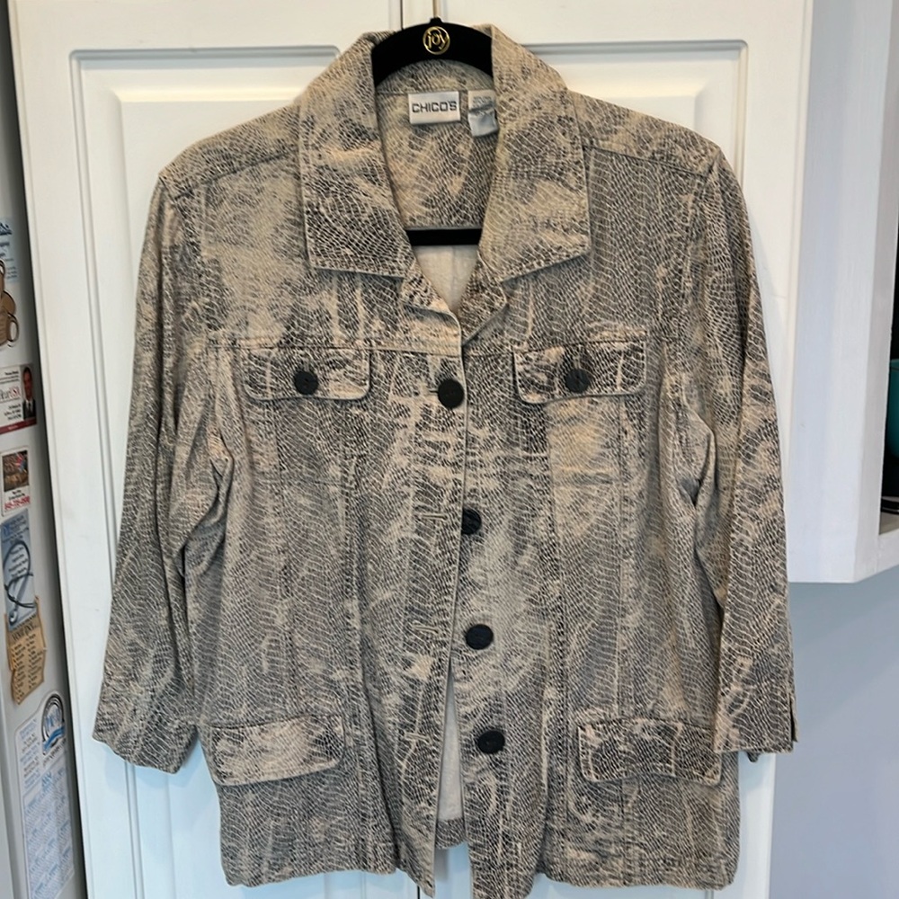 -Chicos Animal Print Size 2 Jacket-Large